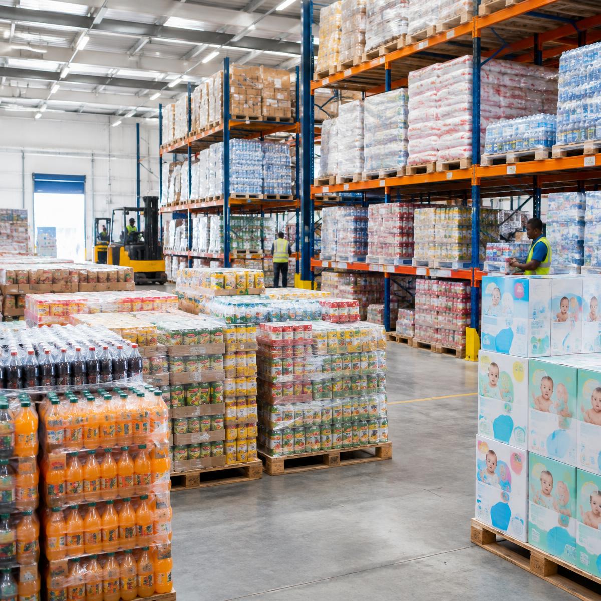 A modern warehouse arranged for wholesale distribution